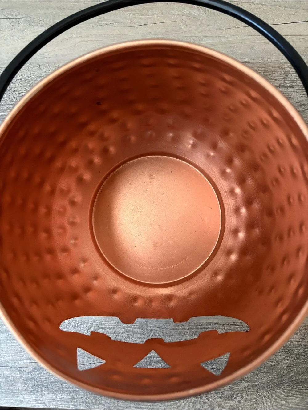 Copper Hammered Jack-O'-Lantern Cauldron Bowl